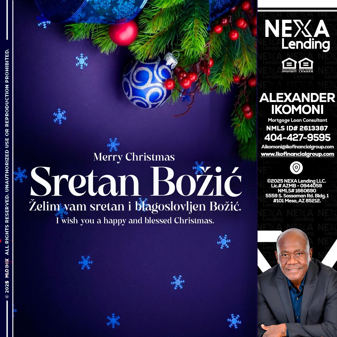 Sretan Božić - Alexander Ikomoni -Mortgage Loan Consultant