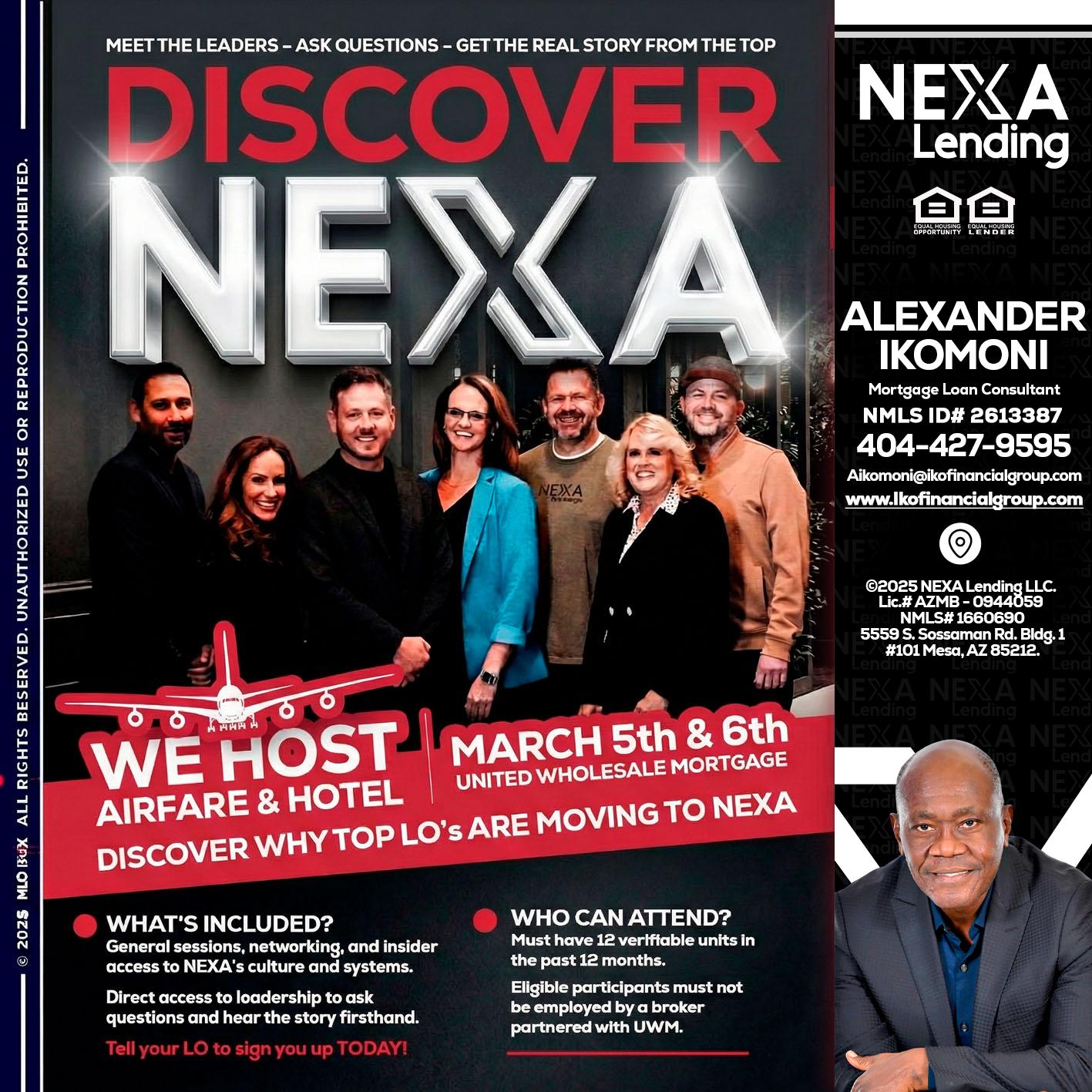 DISCOVER NEXA - Alexander Ikomoni -Mortgage Loan Consultant